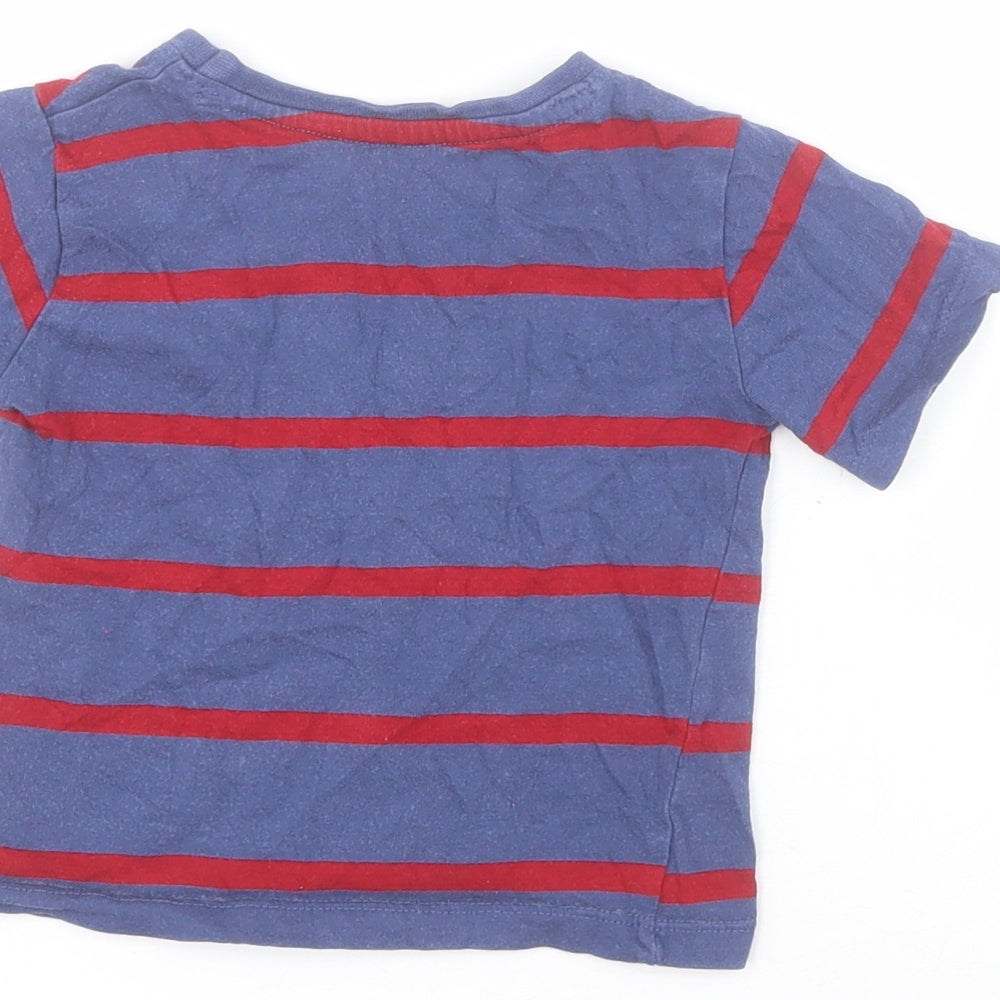 Dunnes Baby Blue Striped 100% Cotton Basic T-Shirt Size 9-12 Months Crew Neck Pullover