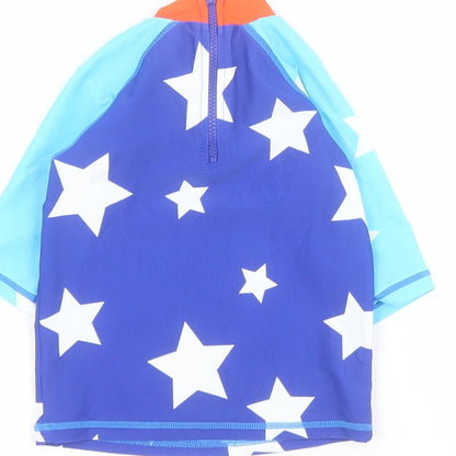 Mini Club Baby Blue  Polyamide Basic T-Shirt Size 12-18 Months High Neck Zip - Swimwear