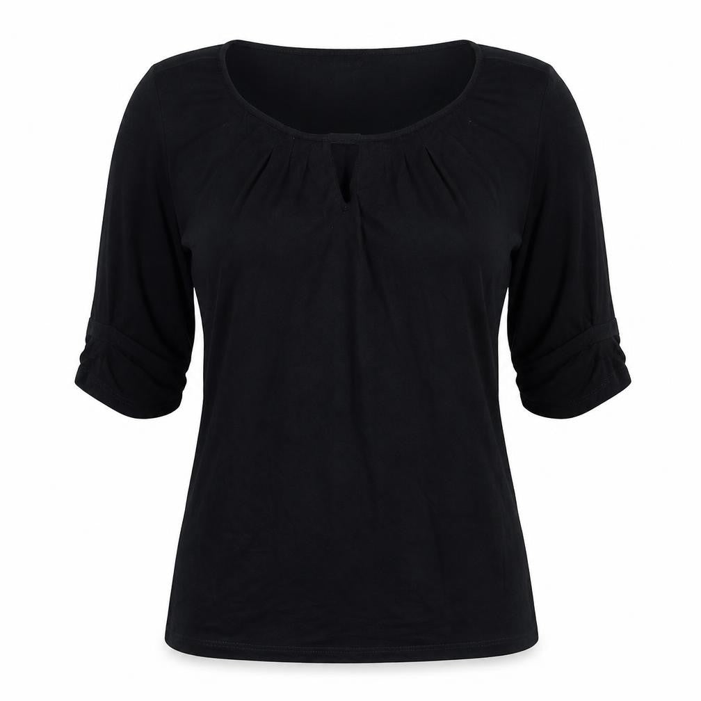 Womens UK Size M Cable & Gauge Black Basic T-Shirt