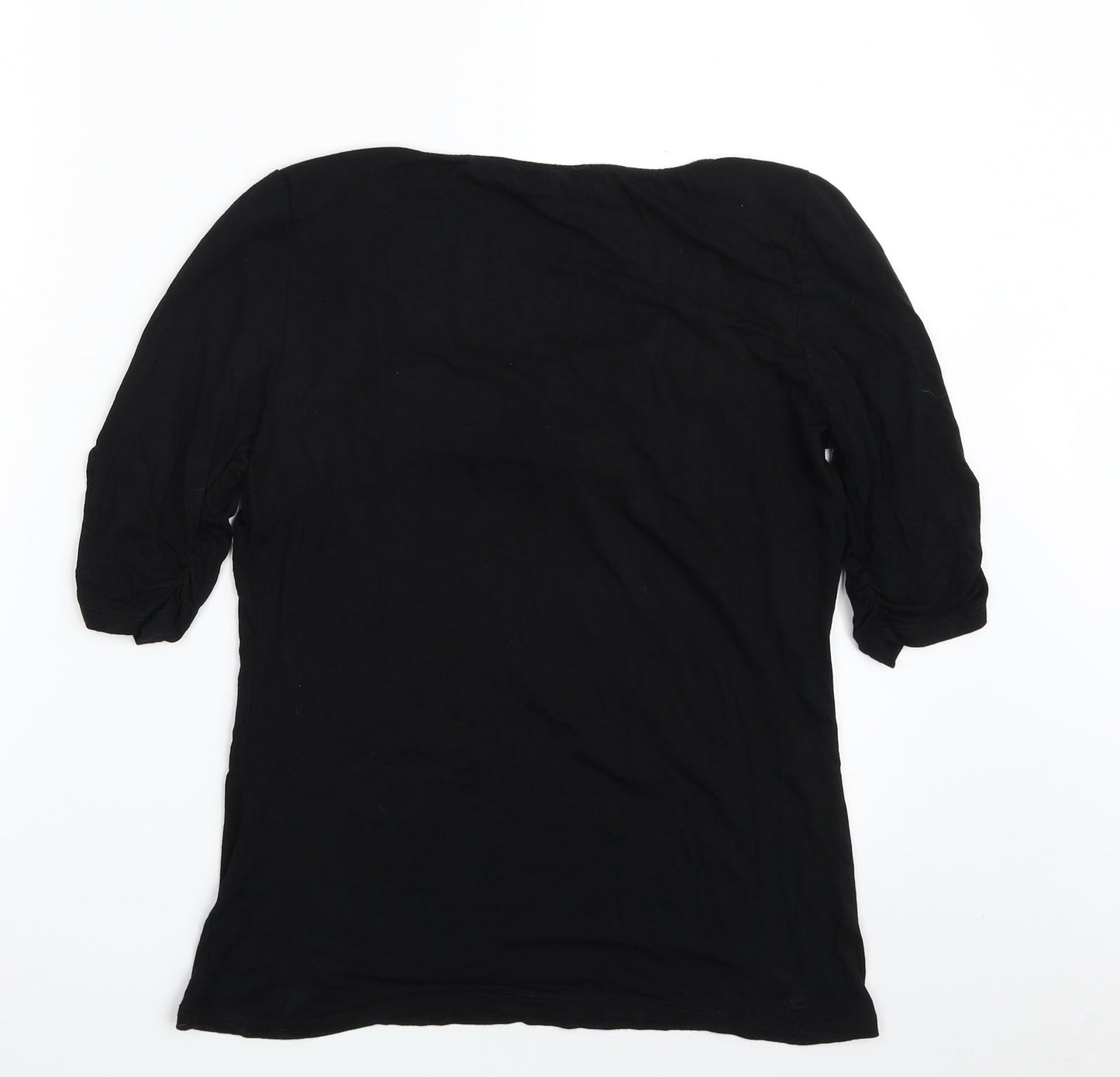 Womens UK Size M Cable & Gauge Black Basic T-Shirt