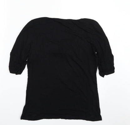 Womens UK Size M Cable & Gauge Black Basic T-Shirt