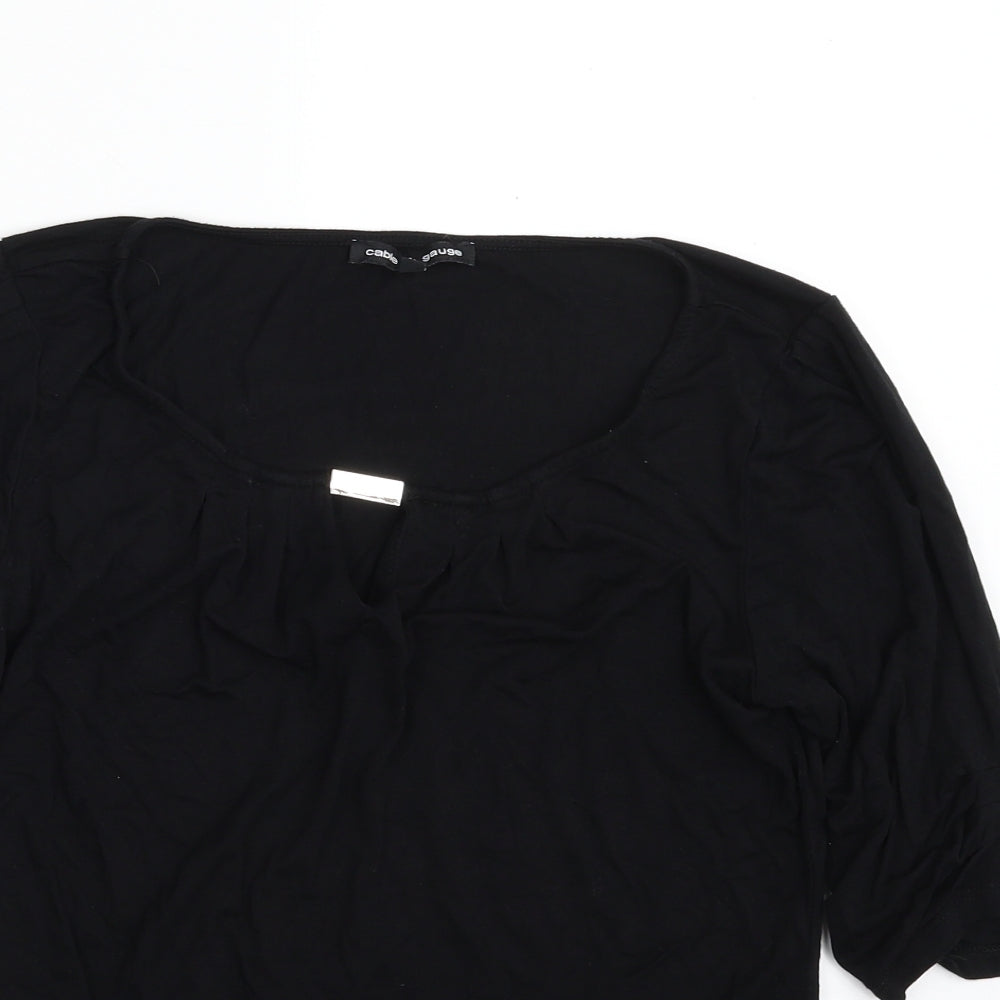 Womens UK Size M Cable & Gauge Black Basic T-Shirt