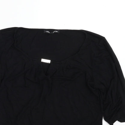 Womens UK Size M Cable & Gauge Black Basic T-Shirt