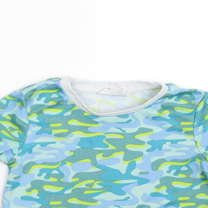 Pep&Co Boys Green Camouflage 100% Polyester Pullover T-Shirt Size 4-5 Years Crew Neck Pullover