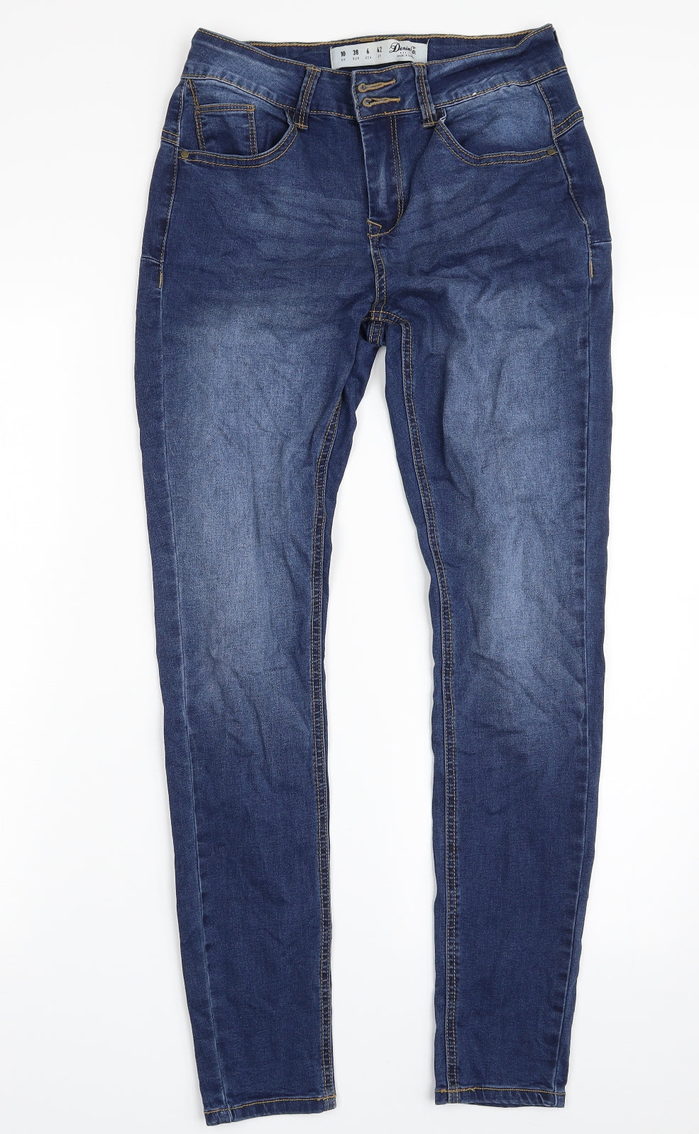 Denim & Co. Womens Blue  Cotton Skinny Jeans Size 10 L29 in Slim Zip