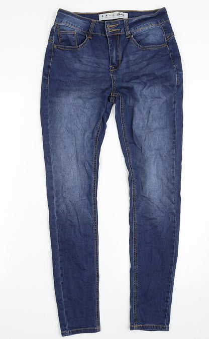 Denim & Co. Womens Blue  Cotton Skinny Jeans Size 10 L29 in Slim Zip