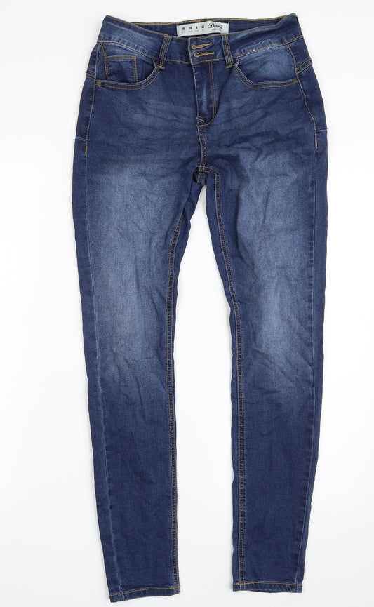 Denim & Co. Womens Blue  Cotton Skinny Jeans Size 10 L29 in Slim Zip