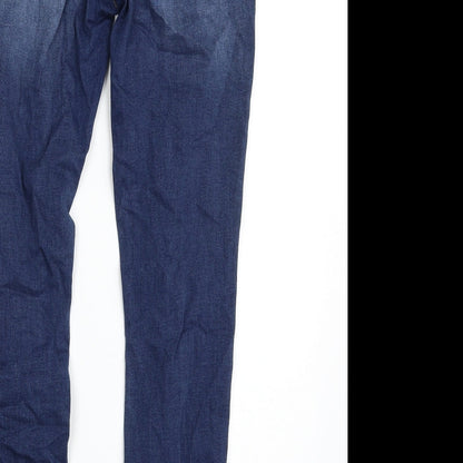 Denim & Co. Womens Blue  Cotton Skinny Jeans Size 10 L29 in Slim Zip