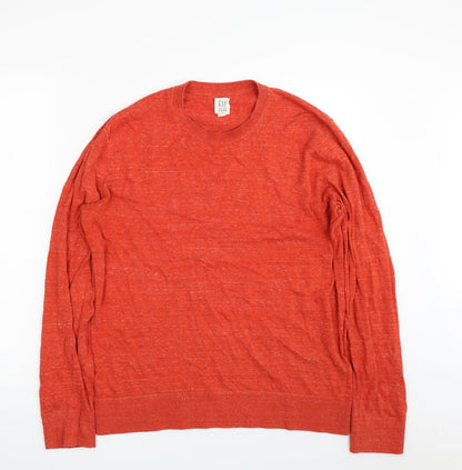 Gap Mens Orange Crew Neck  Cotton Pullover Jumper Size M