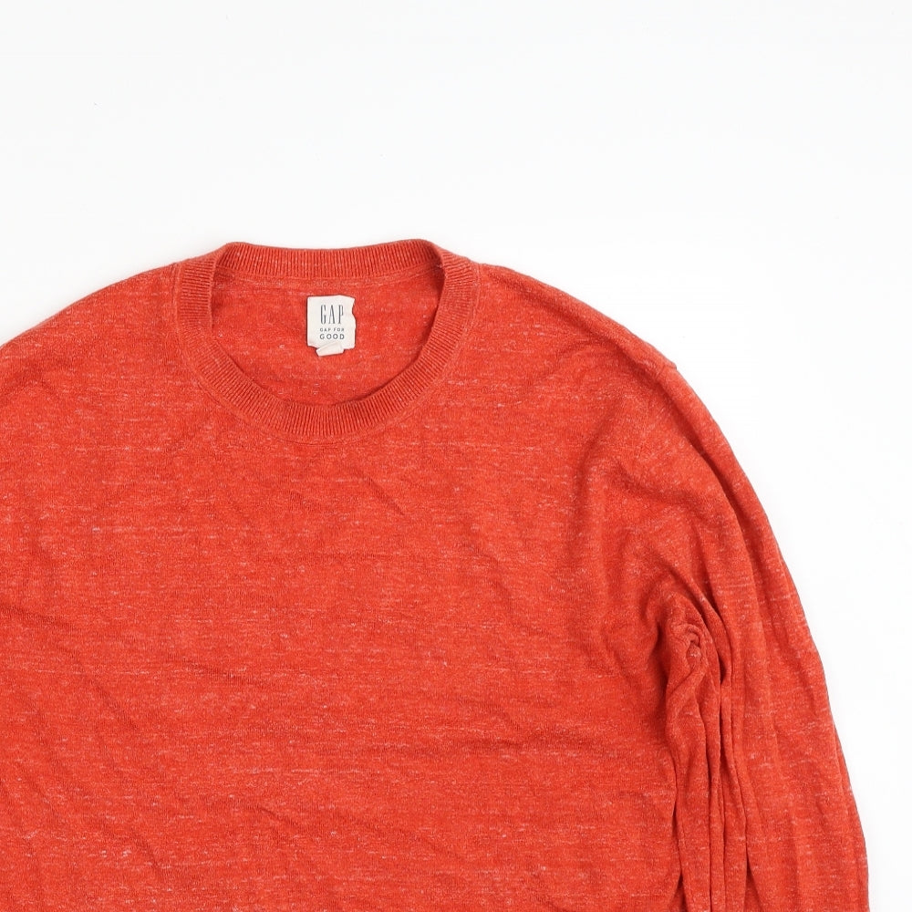 Gap Mens Orange Crew Neck  Cotton Pullover Jumper Size M