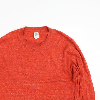 Gap Mens Orange Crew Neck  Cotton Pullover Jumper Size M