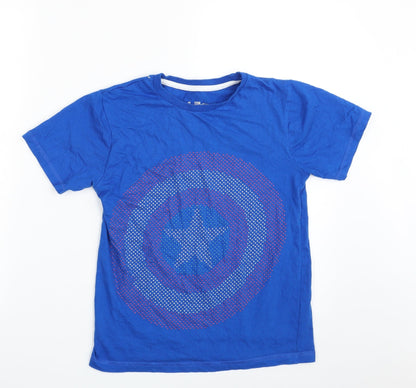 Character Boys Blue  100% Cotton Pullover T-Shirt Size 10-11 Years Crew Neck Pullover - Avengers