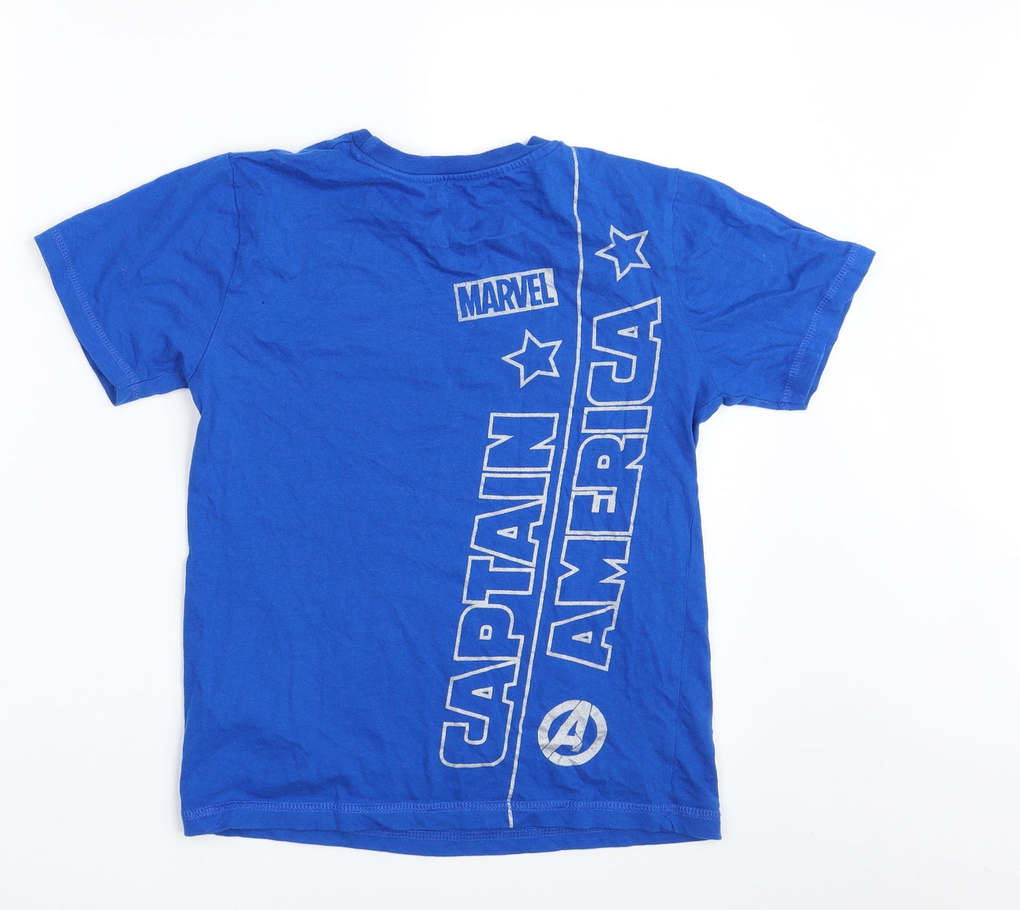 Character Boys Blue  100% Cotton Pullover T-Shirt Size 10-11 Years Crew Neck Pullover - Avengers