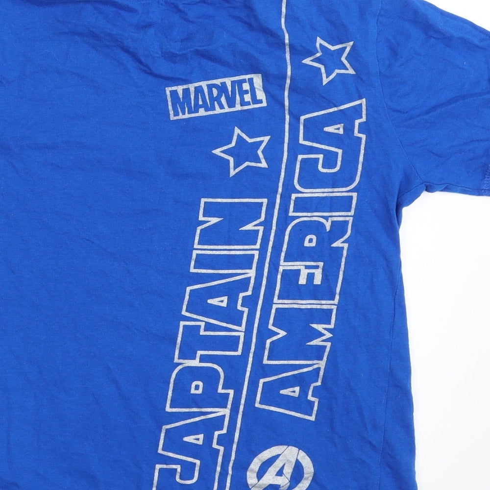 Character Boys Blue  100% Cotton Pullover T-Shirt Size 10-11 Years Crew Neck Pullover - Avengers