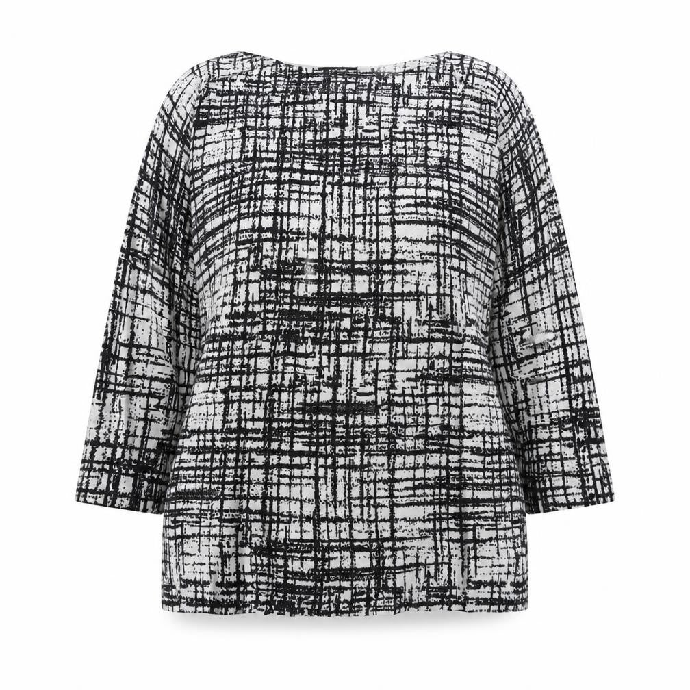 Front view of Papaya women’s white boat neck geometric viscose jumper, size UK 16