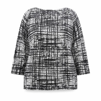 Front view of Papaya women’s white boat neck geometric viscose jumper, size UK 16