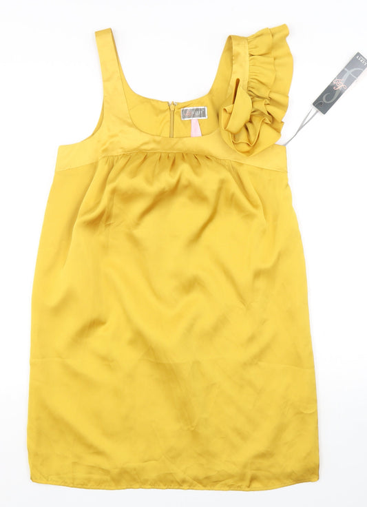 Lipsy Womens Yellow  Polyester A-Line  Size 12  Round Neck