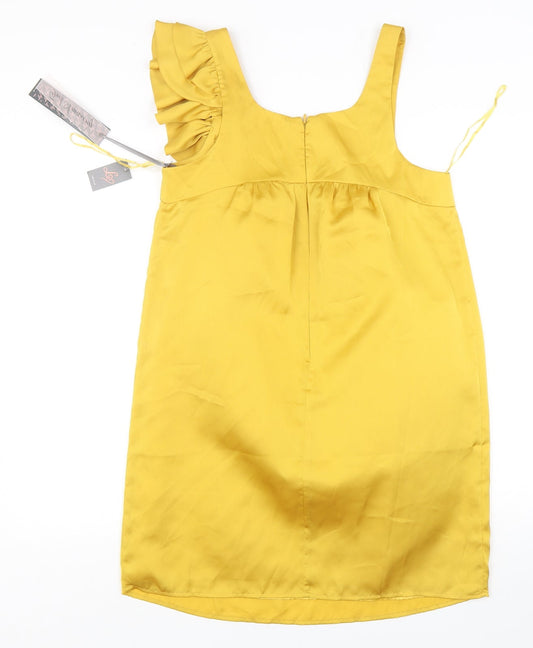 Lipsy Womens Yellow  Polyester A-Line  Size 12  Round Neck