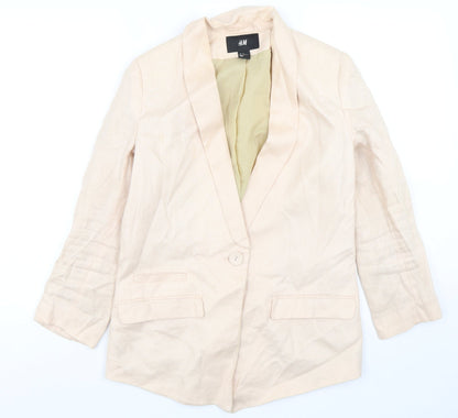 H&M Womens Pink  Linen Jacket Blazer Size 8
