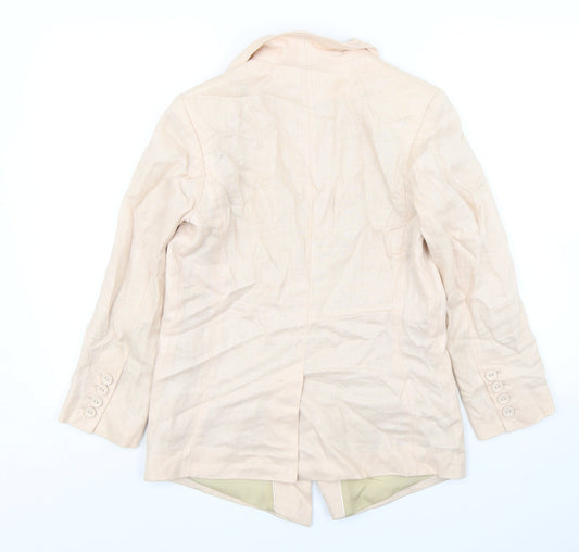 H&M Womens Pink  Linen Jacket Blazer Size 8