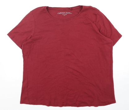 Capsule Womens Red  Cotton Basic T-Shirt Size 26 Round Neck