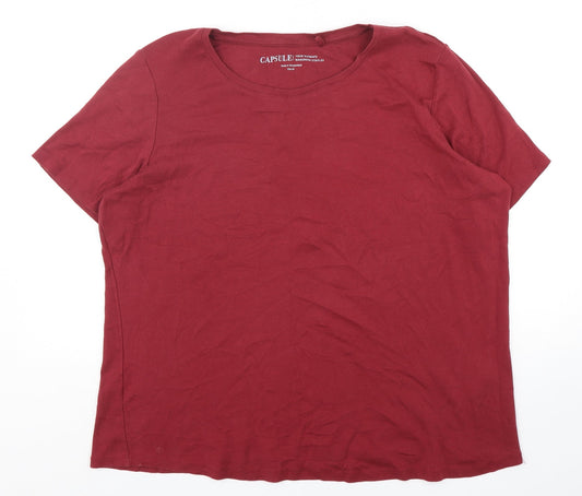 Capsule Womens Red  Cotton Basic T-Shirt Size 26 Round Neck
