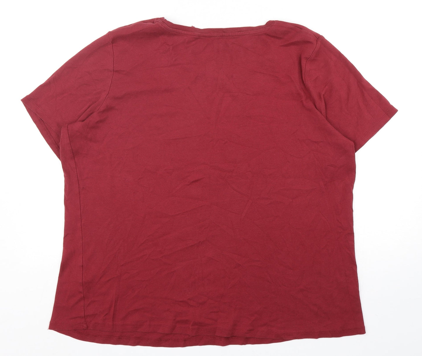 Capsule Womens Red  Cotton Basic T-Shirt Size 26 Round Neck