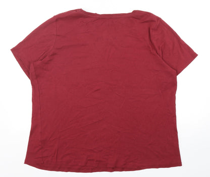 Capsule Womens Red  Cotton Basic T-Shirt Size 26 Round Neck