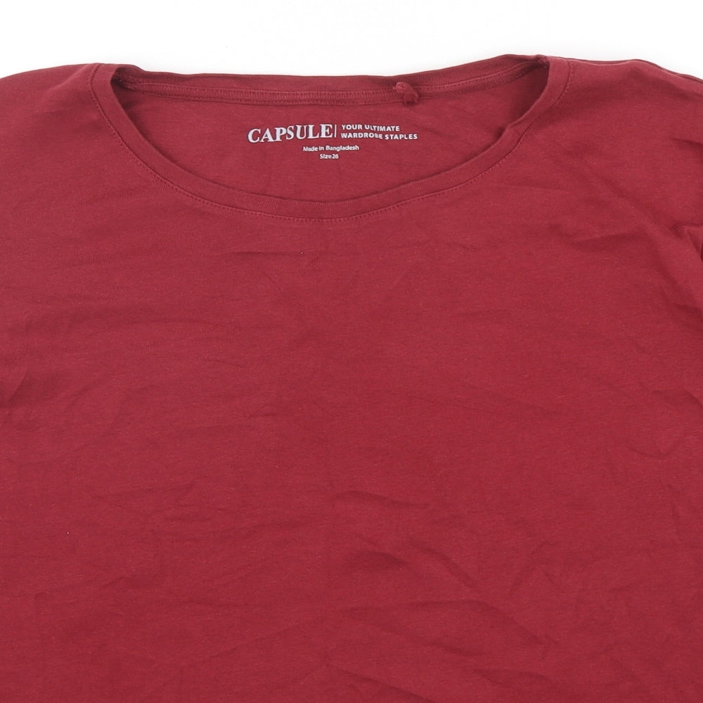 Capsule Womens Red  Cotton Basic T-Shirt Size 26 Round Neck