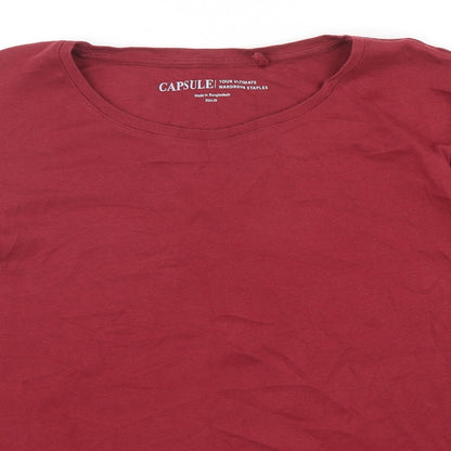 Capsule Womens Red  Cotton Basic T-Shirt Size 26 Round Neck