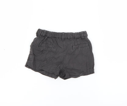 NEXT Baby Grey  Cotton Cropped Trousers Size 9-12 Months  Button