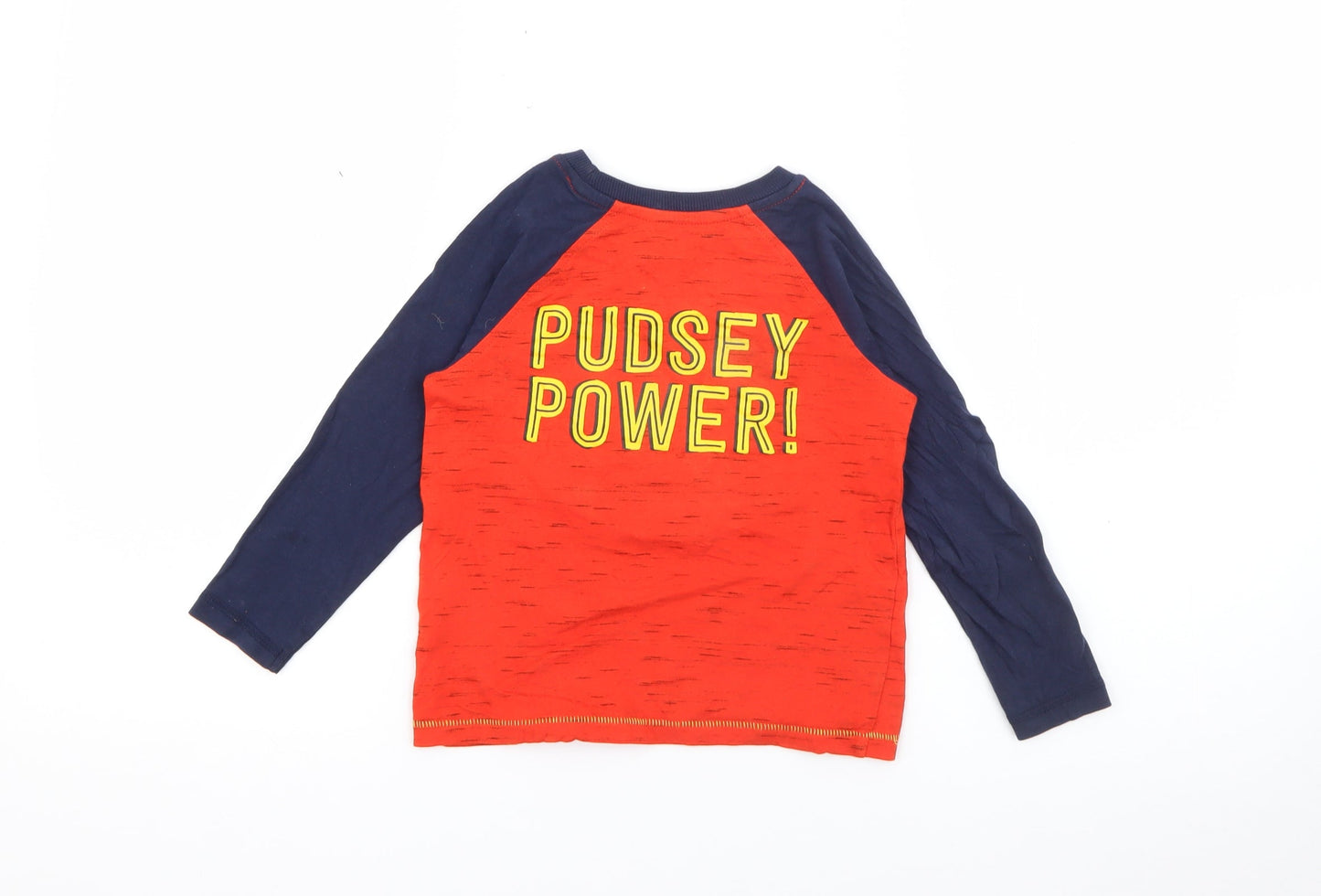 George Boys Red Crew Neck  Cotton Pullover Jumper Size 2-3 Years   - Pudsey