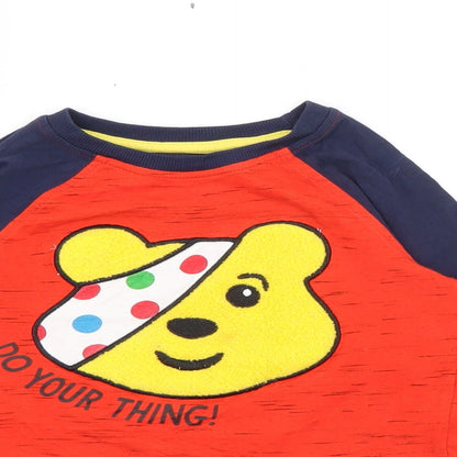 George Boys Red Crew Neck  Cotton Pullover Jumper Size 2-3 Years   - Pudsey