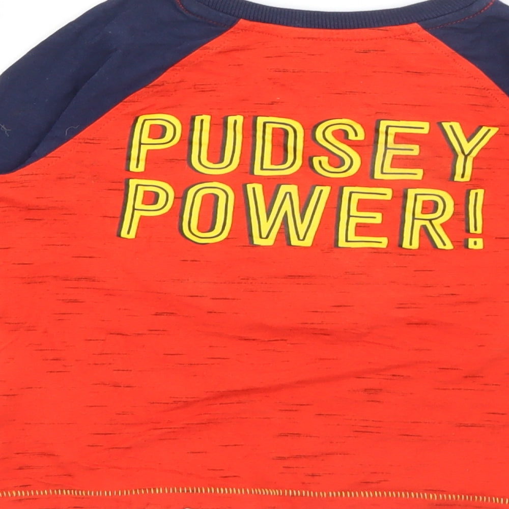 George Boys Red Crew Neck  Cotton Pullover Jumper Size 2-3 Years   - Pudsey
