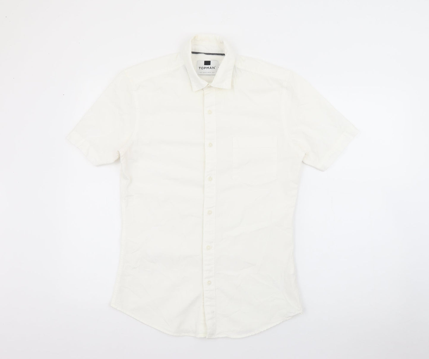 Mens UK Size S Topman Ivory  Button-Up Long Sleeve Casual Shirt