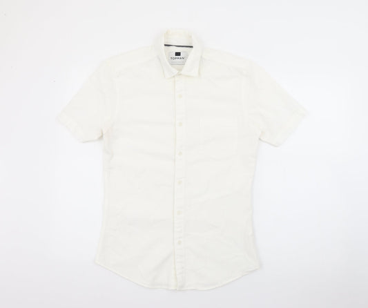 Topman Mens Ivory  Cotton  Button-Up Size S Collared Button