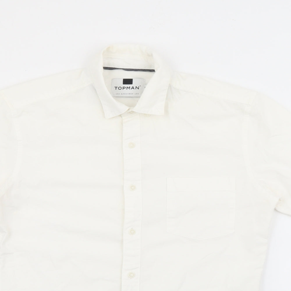 Mens UK Size S Topman Ivory  Button-Up Long Sleeve Casual Shirt