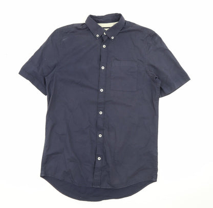 River Island Mens Blue  Cotton  Button-Up Size S Collared Button