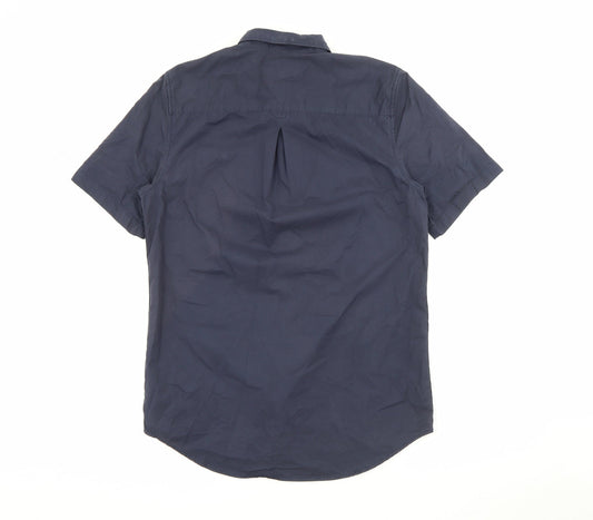 River Island Mens Blue  Cotton  Button-Up Size S Collared Button