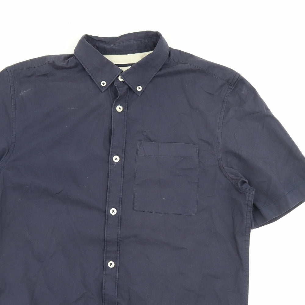 River Island Mens Blue  Cotton  Button-Up Size S Collared Button