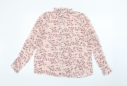 Womens UK Size M Pull & Bear Pink Basic Button-Up