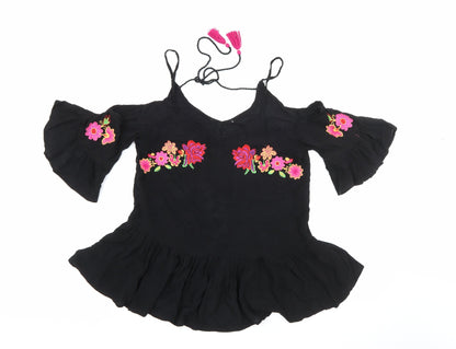 George Womens Black Scoop Neck  Viscose Pullover Jumper Size 8