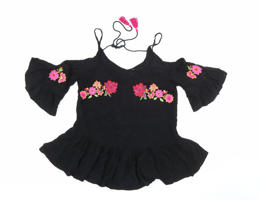 George Womens Black Scoop Neck  Viscose Pullover Jumper Size 8