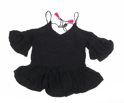 George Womens Black Scoop Neck  Viscose Pullover Jumper Size 8