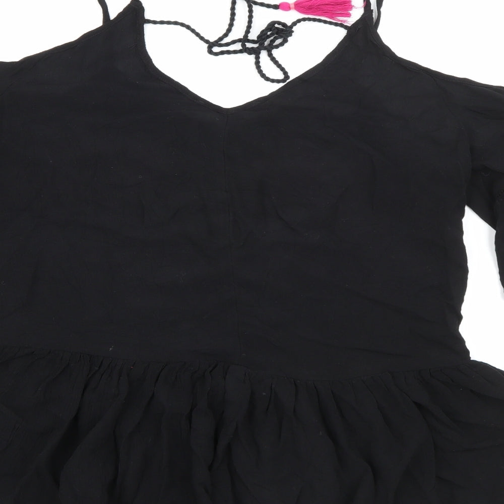 George Womens Black Scoop Neck  Viscose Pullover Jumper Size 8