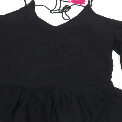 George Womens Black Scoop Neck  Viscose Pullover Jumper Size 8