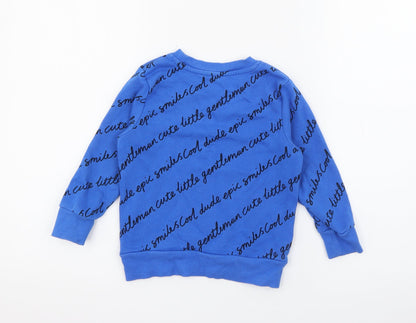Georgeq Boys Blue Geometric Cotton Pullover Sweatshirt Size 2-3 Years