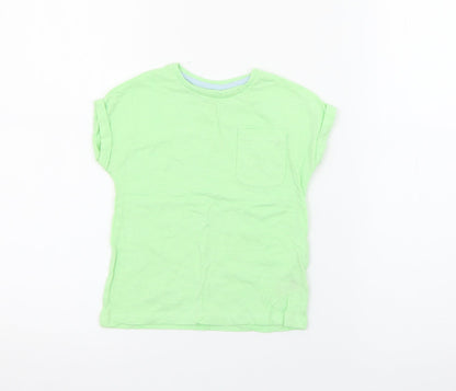 Dunnes Stores Girls Green  Cotton Pullover T-Shirt Size 2-3 Years Crew Neck