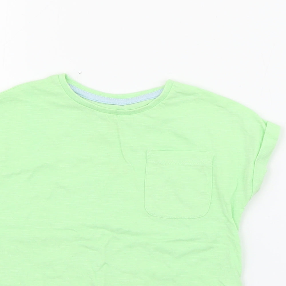 Dunnes Stores Girls Green  Cotton Pullover T-Shirt Size 2-3 Years Crew Neck