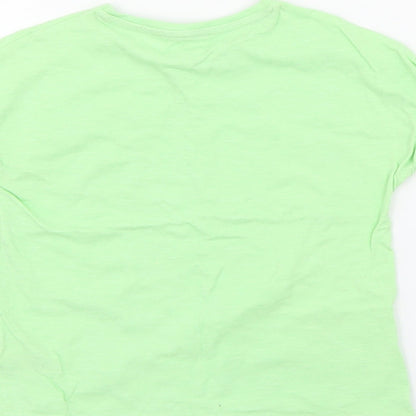 Dunnes Stores Girls Green  Cotton Pullover T-Shirt Size 2-3 Years Crew Neck